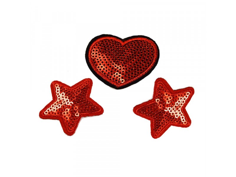 pailletten sterren met hart patch set