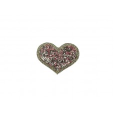 applicatie strass hart roze zilver 