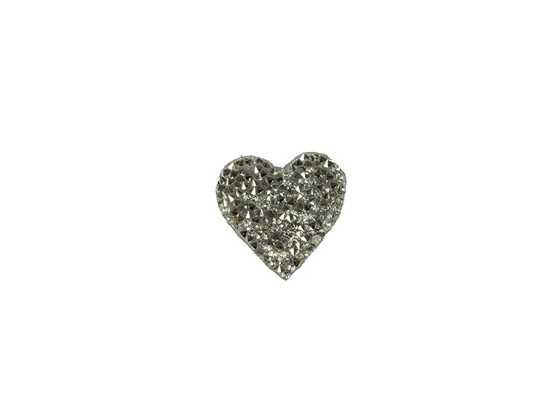 applicatie strass hart  zilver 3,5cm