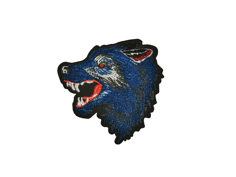 applicatie wolf fluweel kobalt blauw links