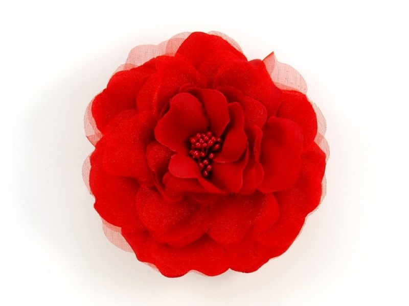 bloem corsage met kralen stamper rood