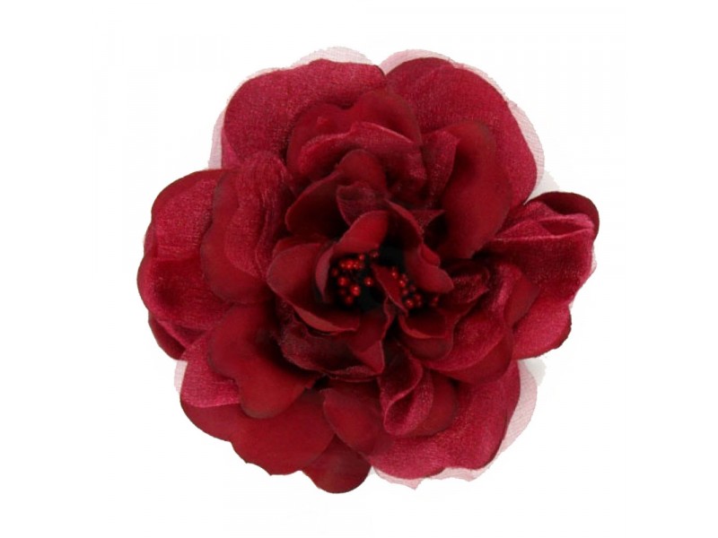 bloem corsage met kralen stamper scharlakenrood