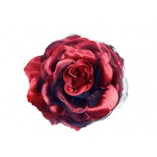 bloem corsage met organza bladeren donker rood zwart