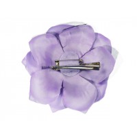 bloem corsage met organza bladeren lila zwart