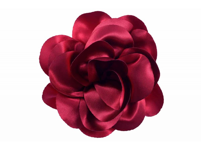 bloem corsage satijn glans rood XL 14 cm