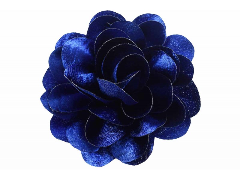 bloem corsage velours kobalt blauw