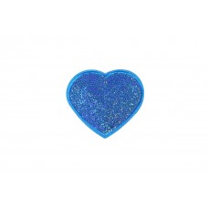 hart patch blauw fijne pailletten