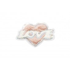 love hart applicatie van pluche en pailletten 9 x 6 cm