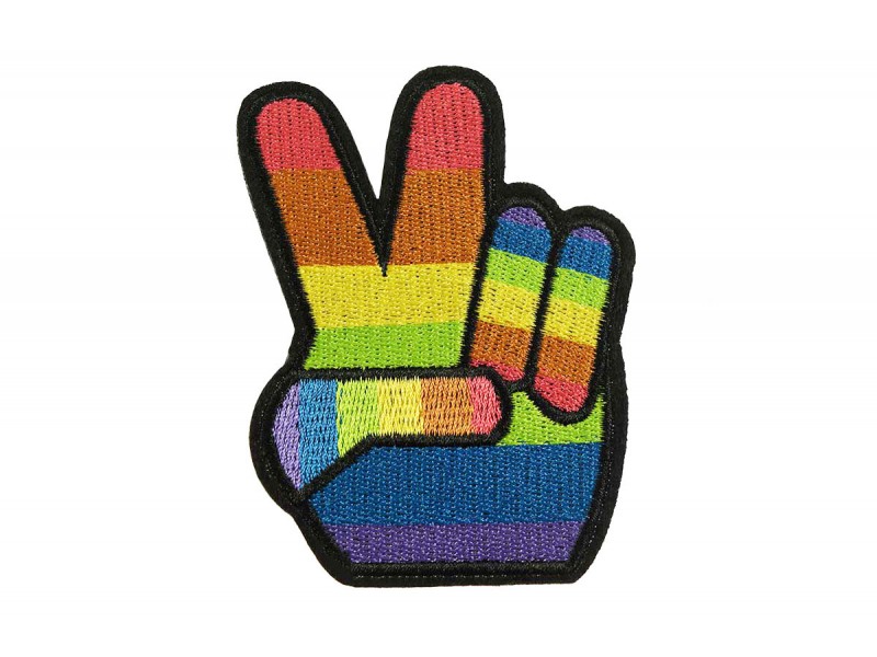 Rainbow peace hand patch