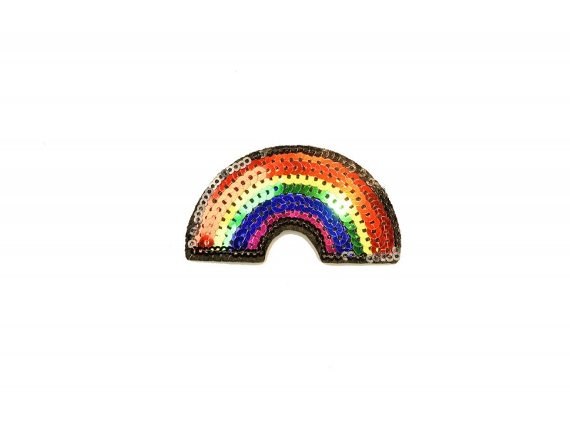 regenboog patch met pailletten 7 x 4 cm