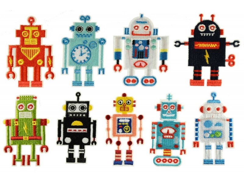 robot patch set opstrijkbaar 9 stuks