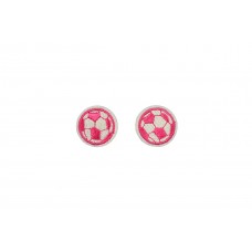 voetbal patch roze op vilt geborduurd 2 stuks