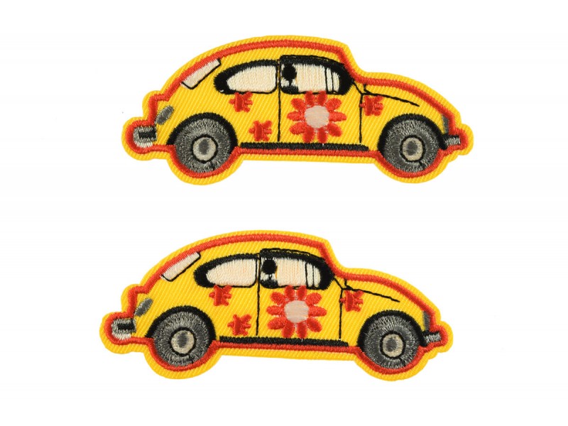 VW kever met bloemen patch set 2 stuks